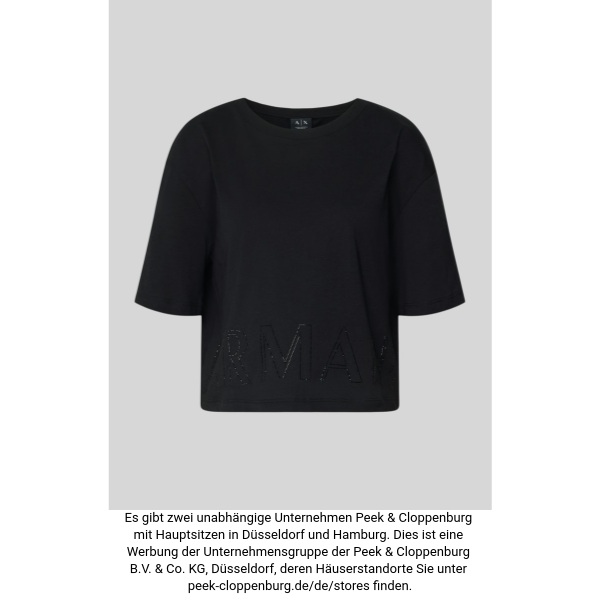 Armani Exchange Damen Schwarz Boxy Fit T-Shirt Mit Ziersteinbesatz Groß