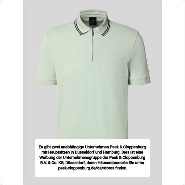 Armani Exchange Mint Poloshirt Mit Kurzem Reißverschluss